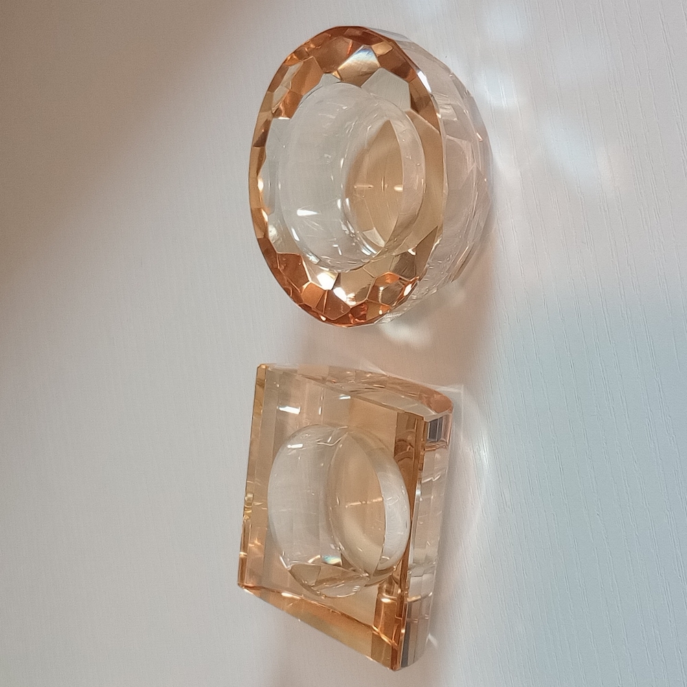 Amber Crystal Votive Candle Holder Set